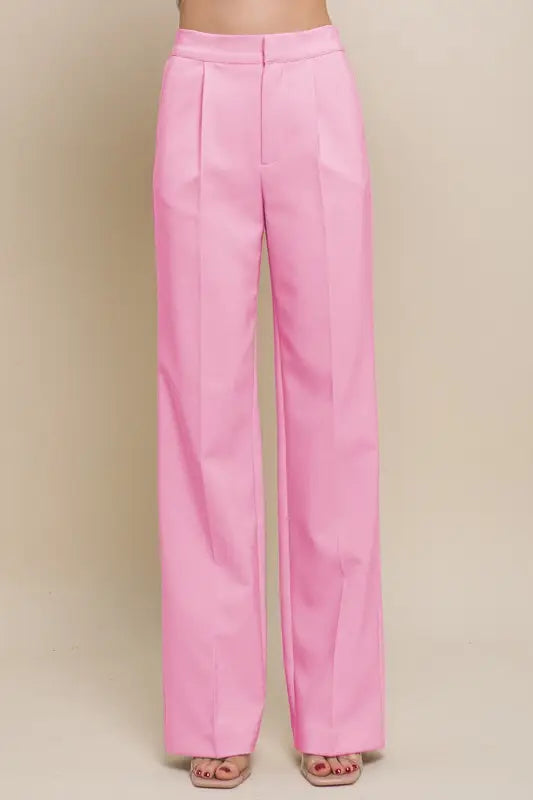 Elastic Back Pink Dress Pant