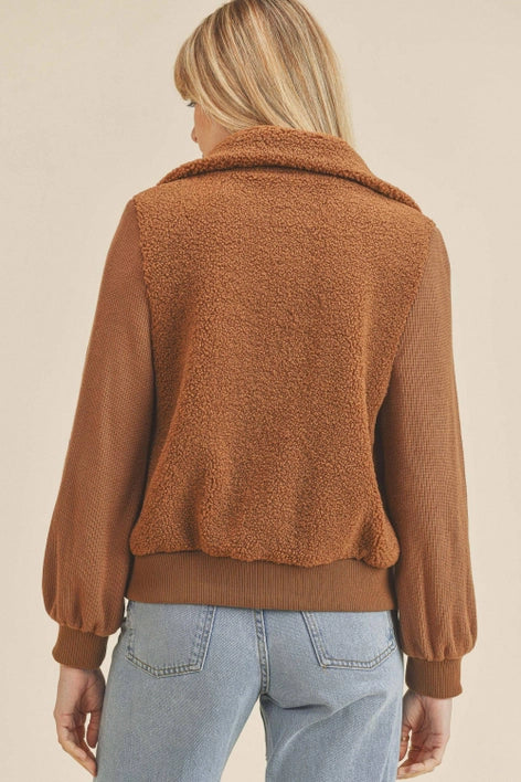 Knit Sleeve Fleece Contrast Jacket