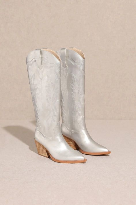 Silver Embroidered Cowgirl Boot