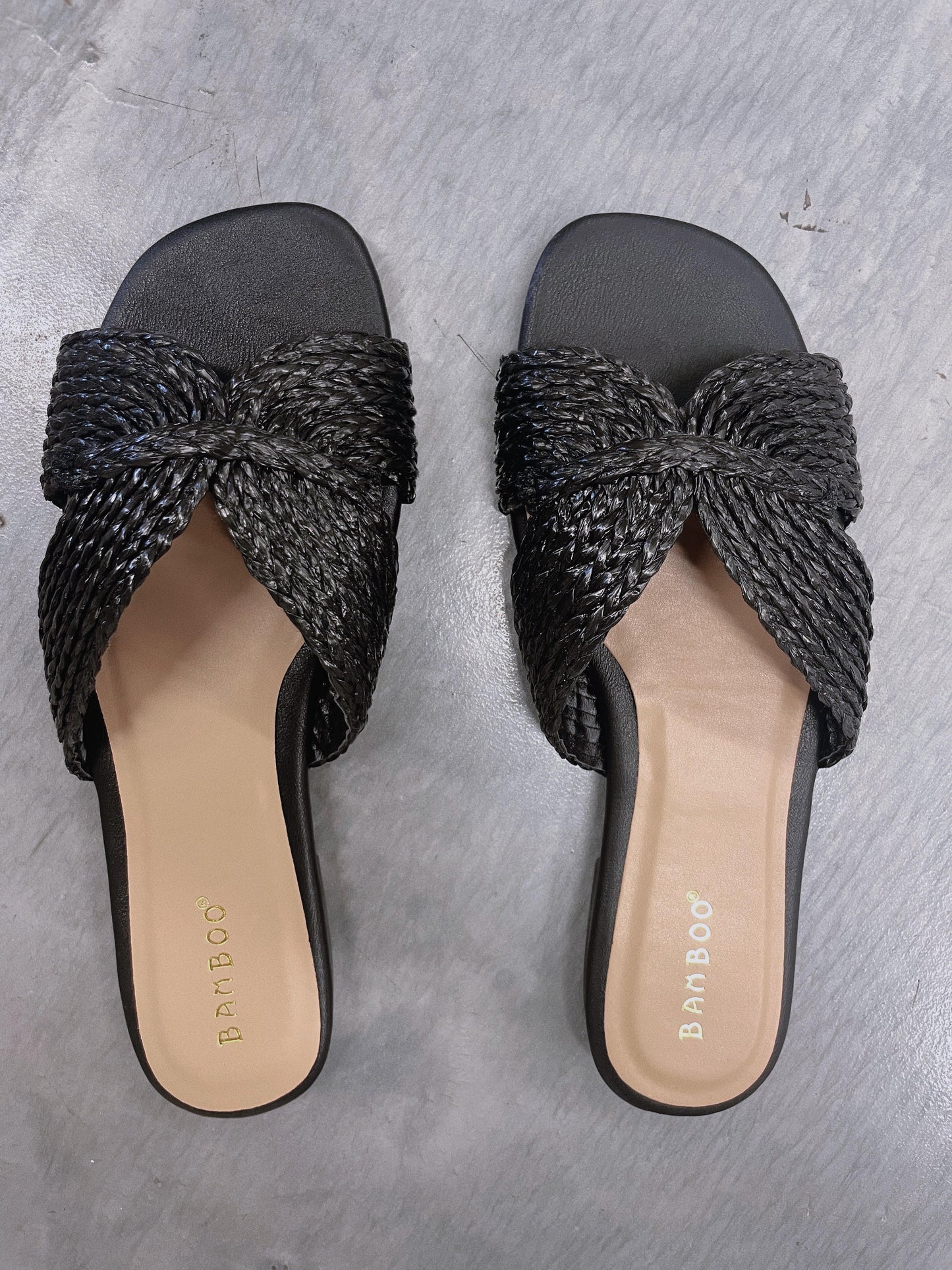 Black Woven Flat Sandal