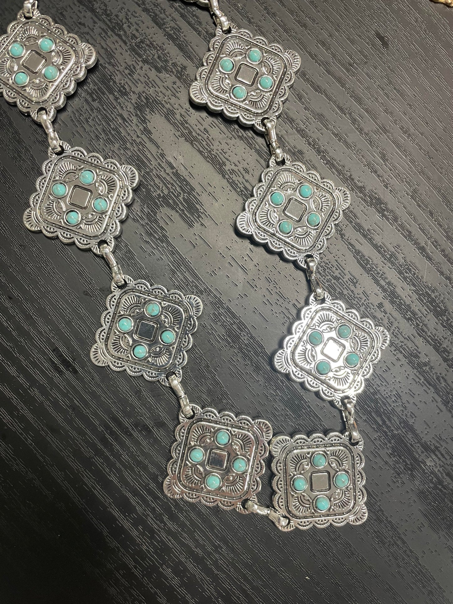 SIlver Turquoise Chain Belt